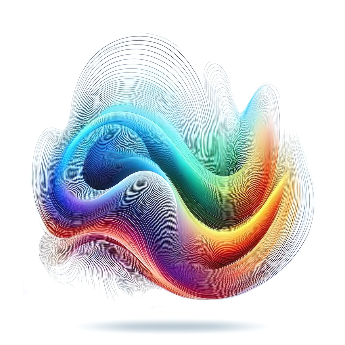 Graphical undulations in multiple colors representing cognitive waves in agentic architecture
